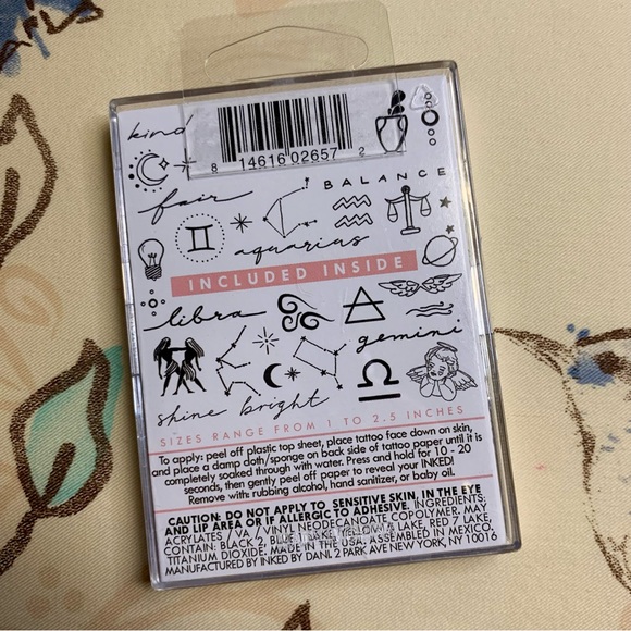 💜 Inked by Dani Temporary Tattoos - Zodiac Pack: Gemini + Libra + Aquarius NWT - Picture 5 of 9